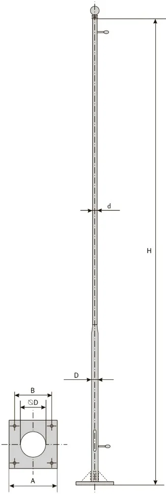Флагшток фланцевый трубчатый ФЛТ-26 Флагшток фланцевый трубчатый ФЛТ-26