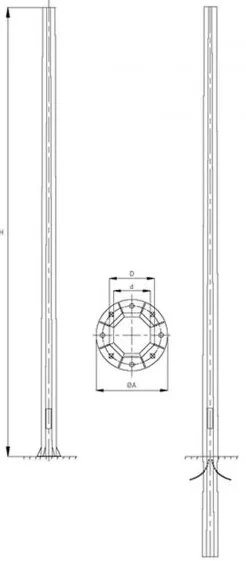 Опора круглая коническая прямостоечная ОККп-10,0-2,0 Опора круглая коническая прямостоечная ОККп-10,0-2,0